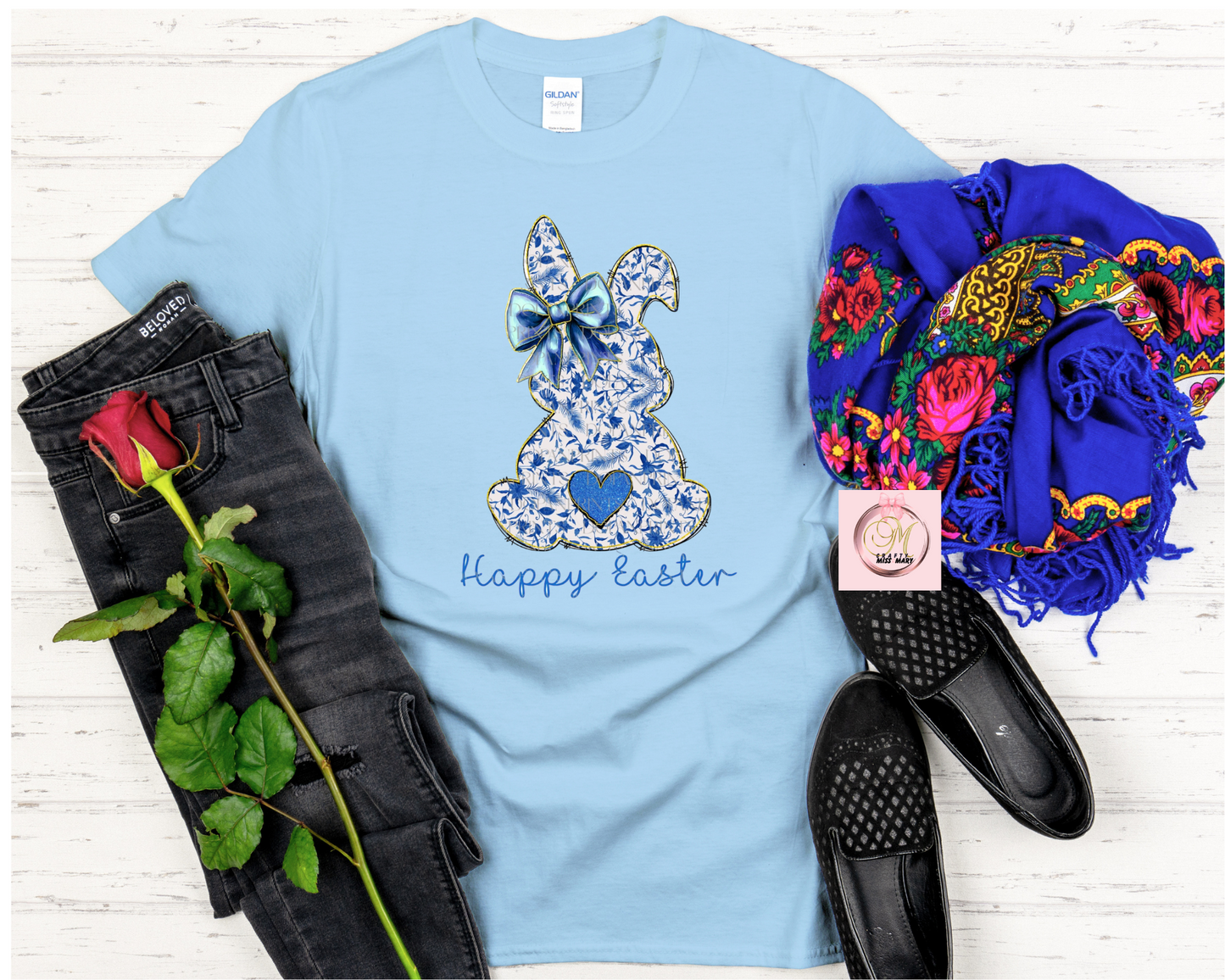 Blue Lace Bunny-Shirt