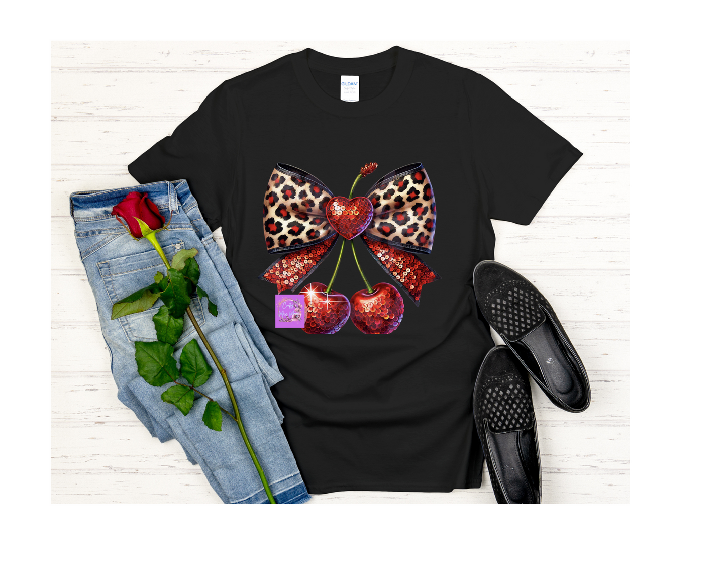 Cheetah Cherry Bow-Shirt