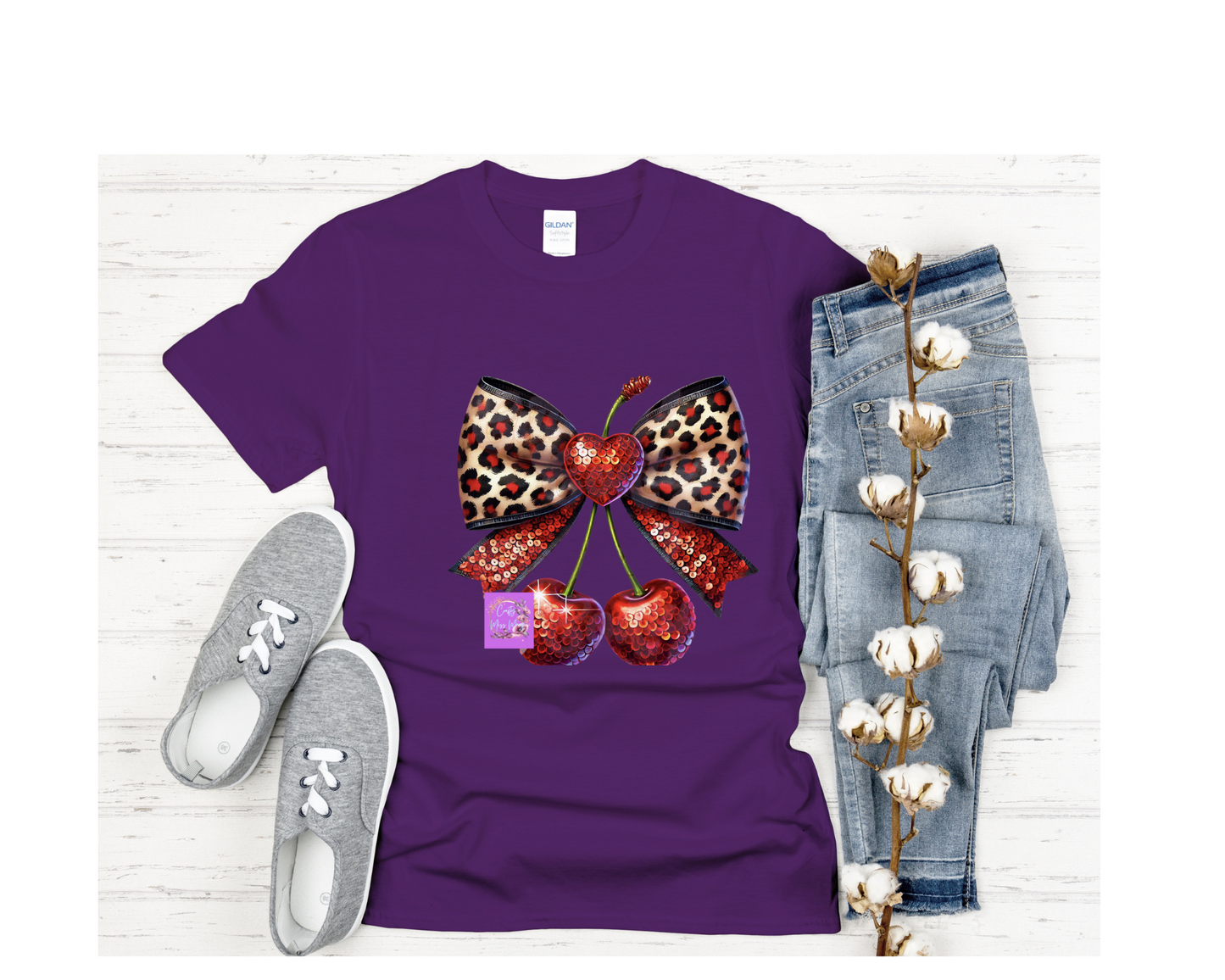 Cheetah Cherry Bow-Shirt