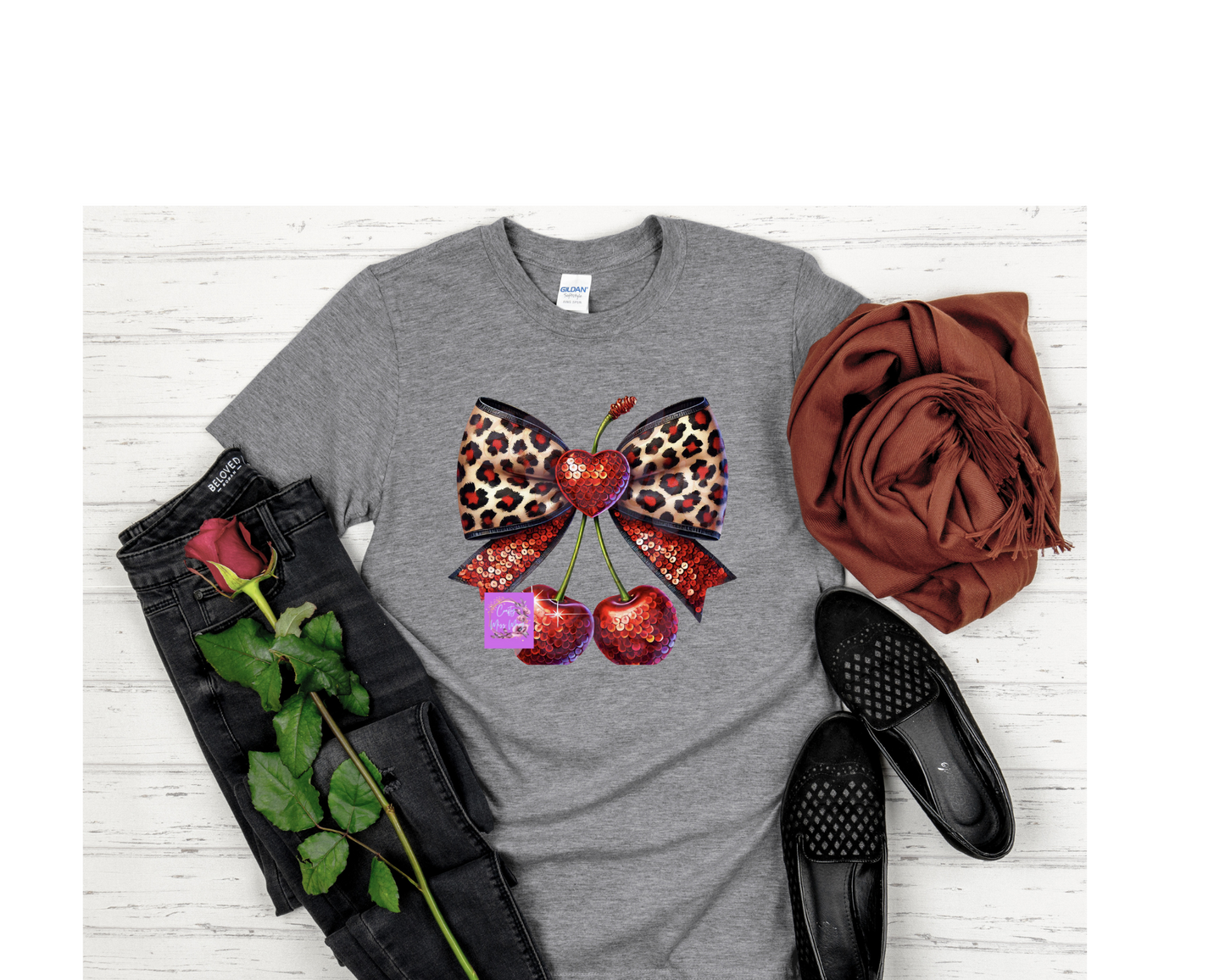 Cheetah Cherry Bow-Shirt