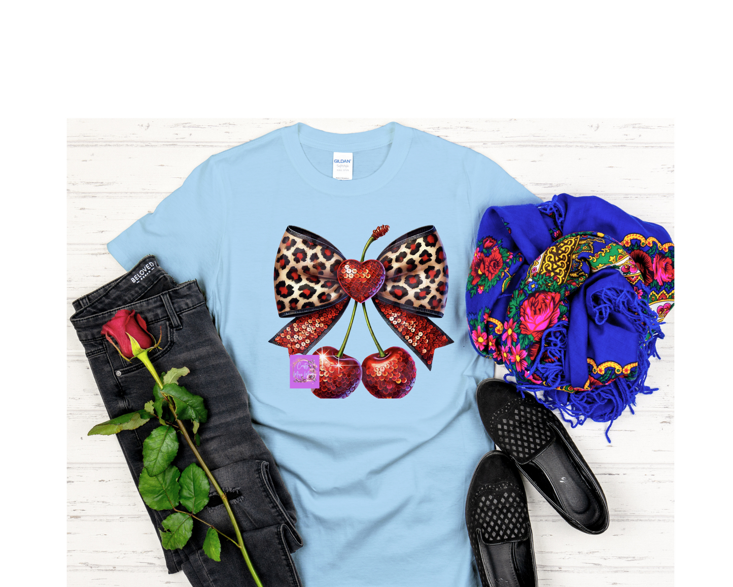 Cheetah Cherry Bow-Shirt