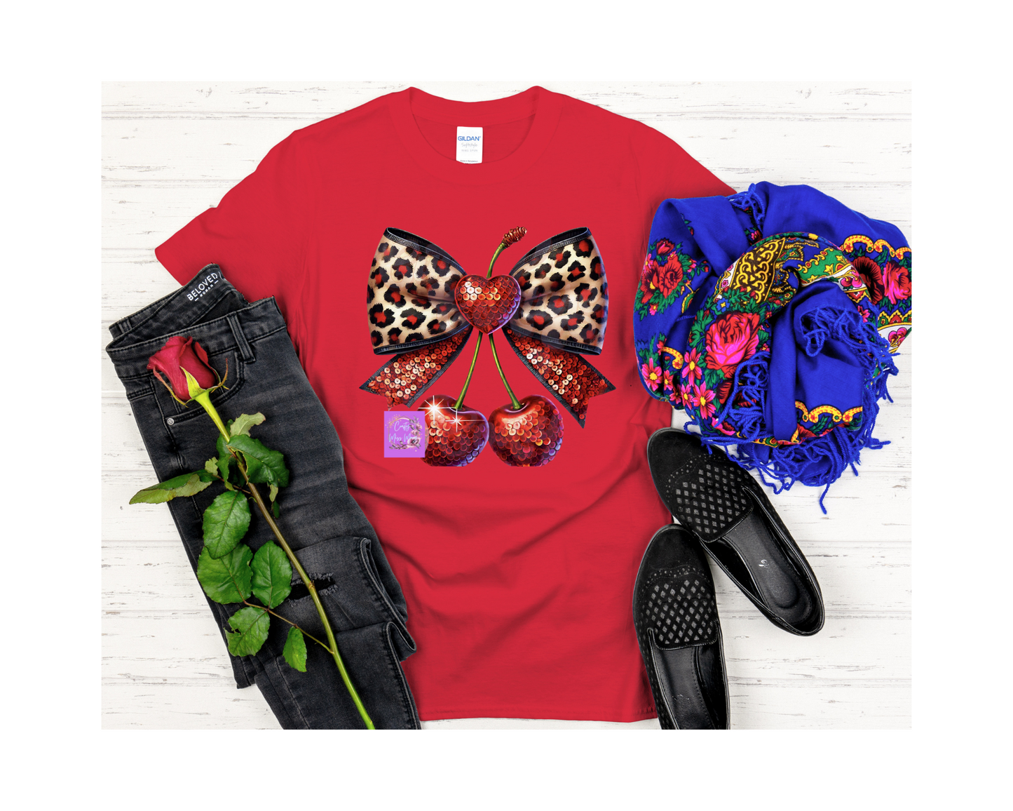 Cheetah Cherry Bow-Shirt