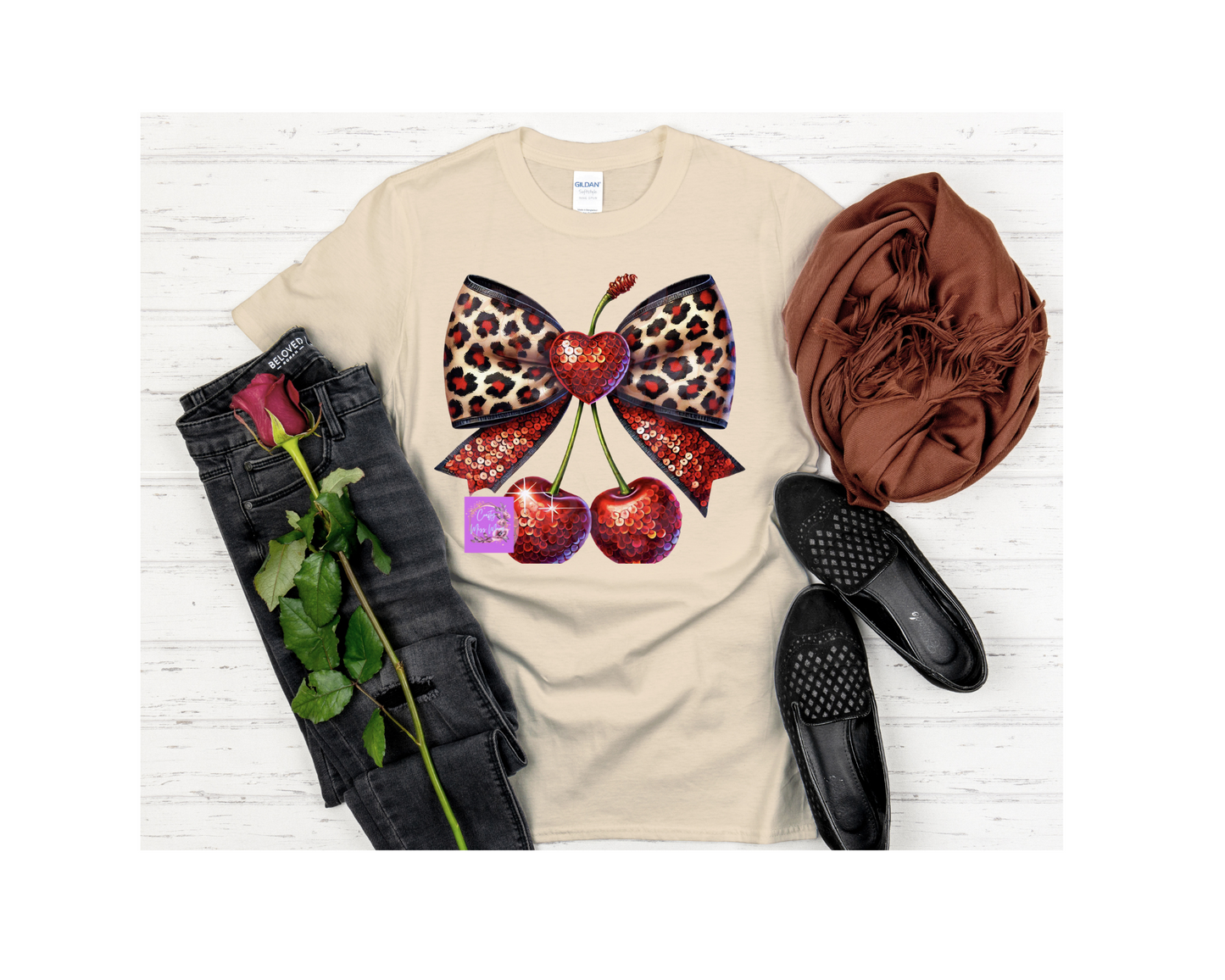 Cheetah Cherry Bow-Shirt