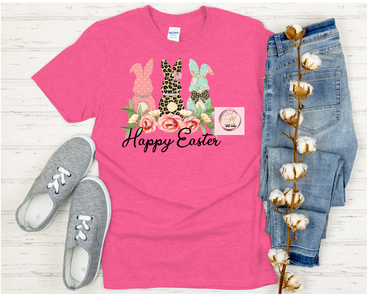 Happy Easter Three Bunnies-Shirt