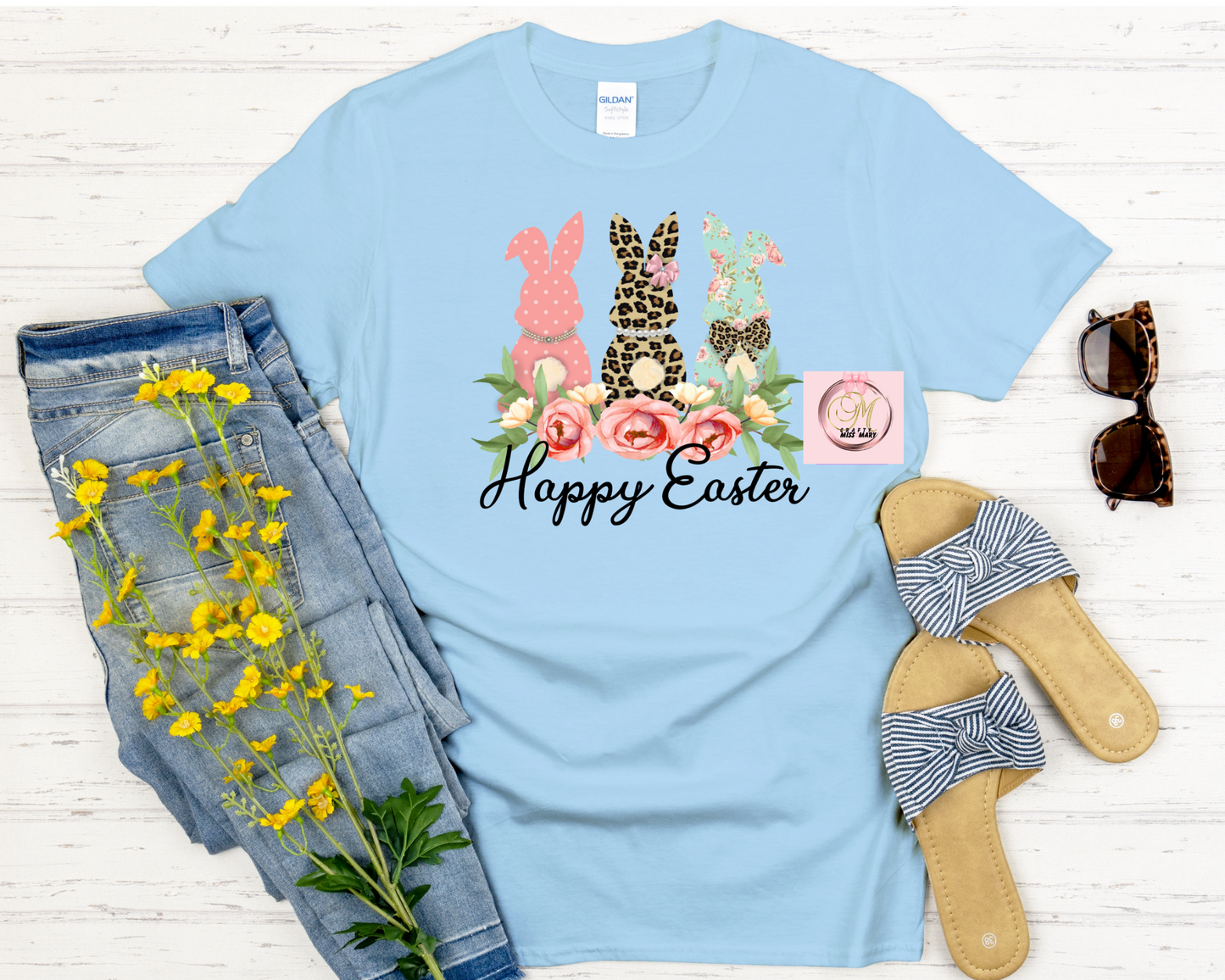 Happy Easter Three Bunnies-Shirt