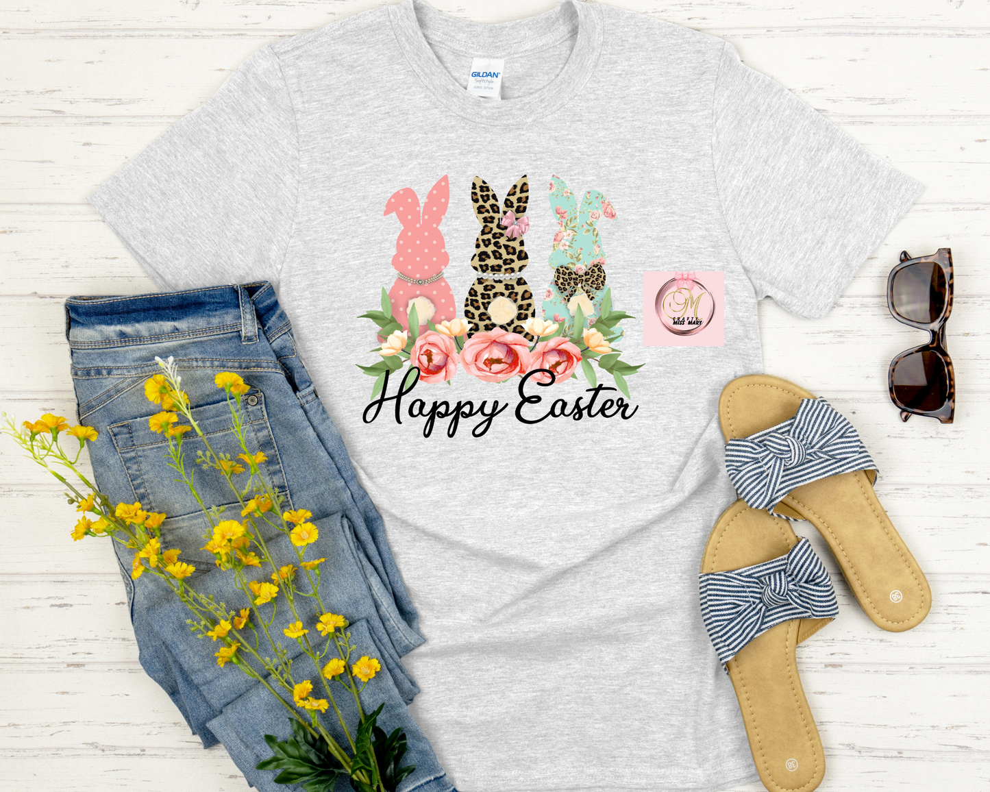 Happy Easter Three Bunnies-Shirt
