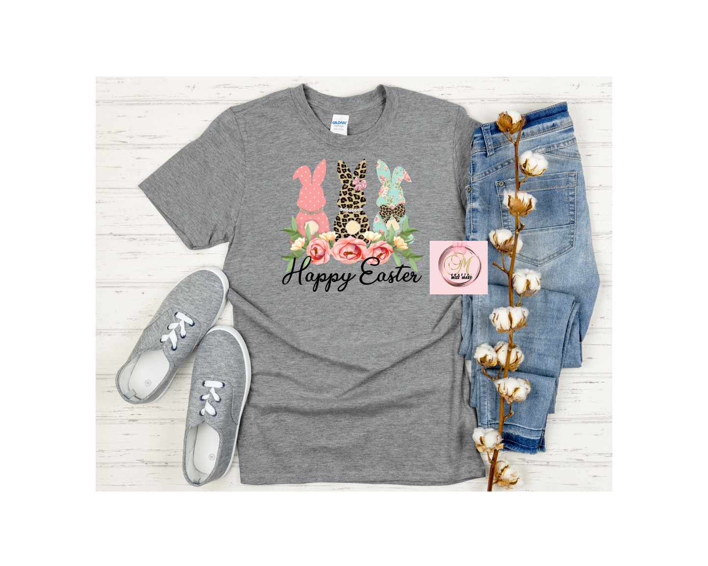 Happy Easter Three Bunnies-Shirt