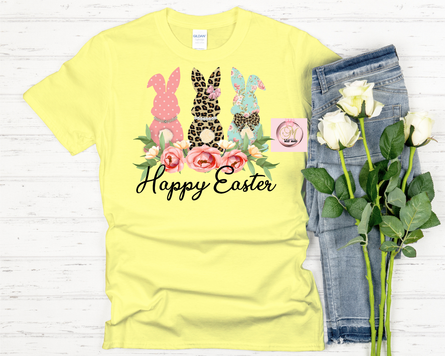 Happy Easter Three Bunnies-Shirt