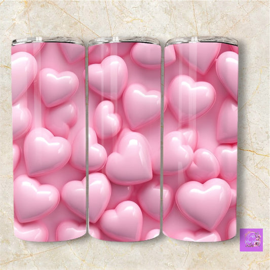 Puffy Pink Hearts-Tumblers