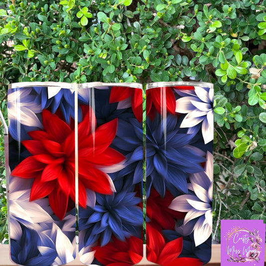 RED WHITE AND BLUE FLOWERS Tumbler