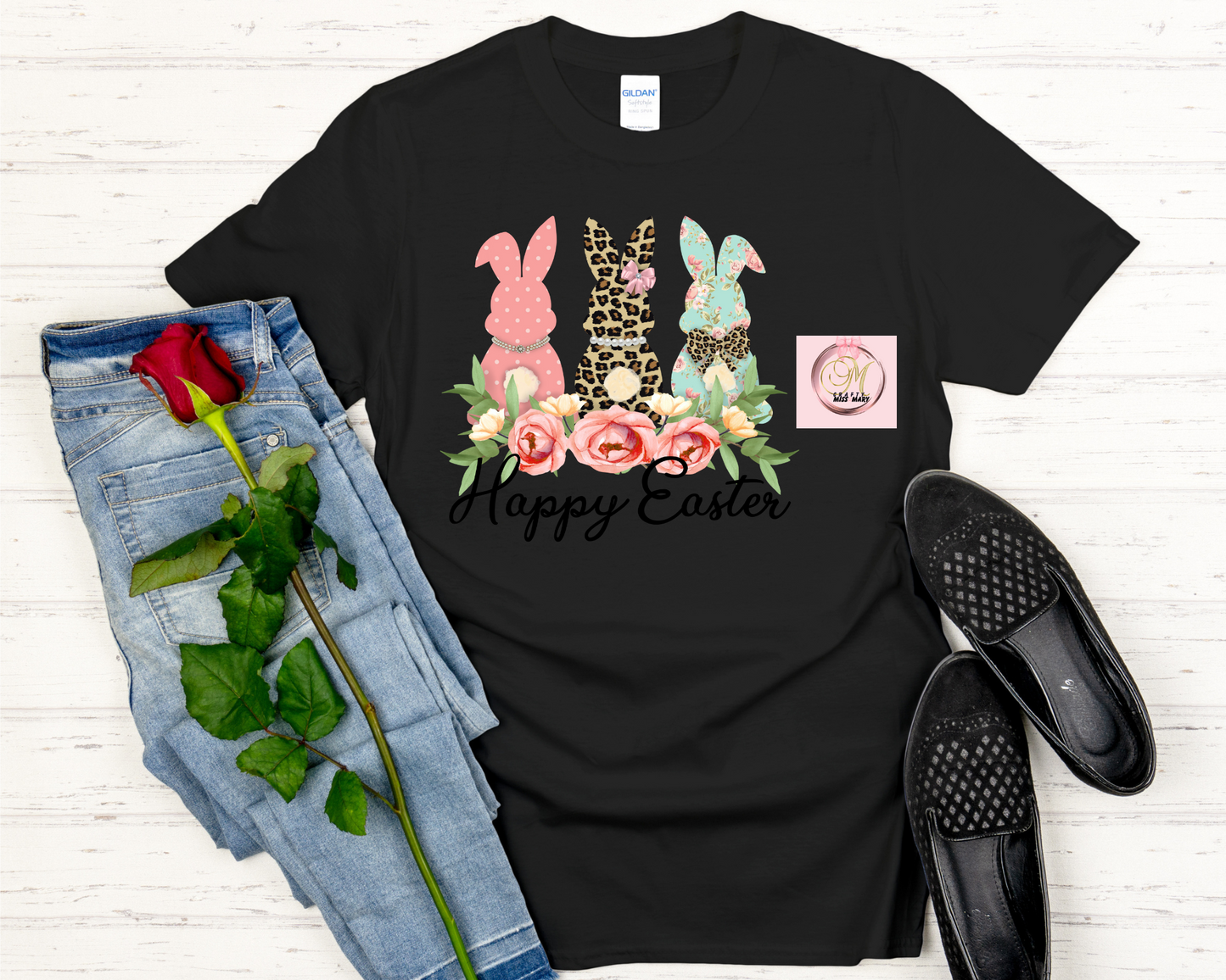 Happy Easter Three Bunnies-Shirt