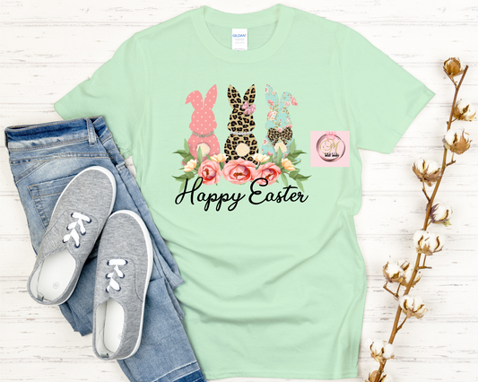 Happy Easter Three Bunnies-Shirt