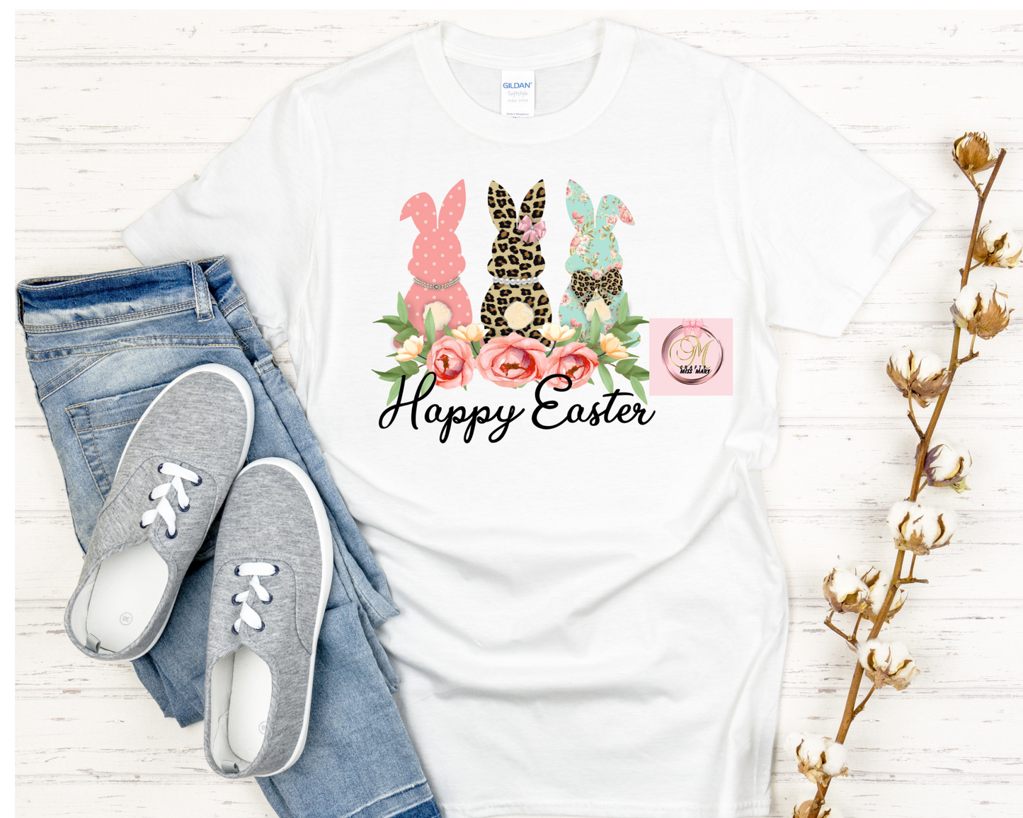 Happy Easter Three Bunnies-Shirt
